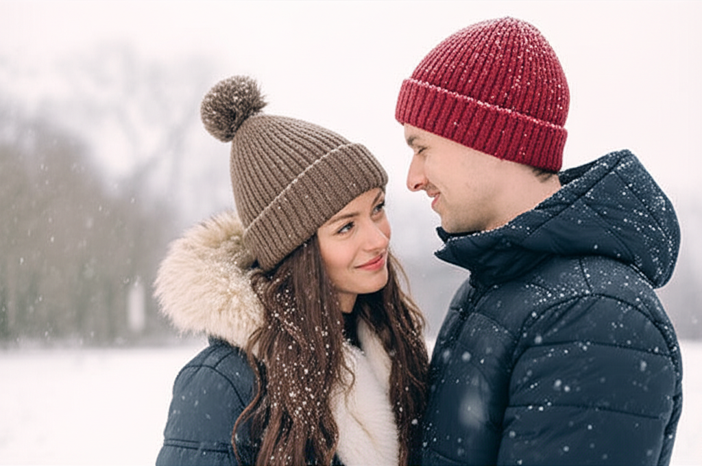 Couple in winter snow
